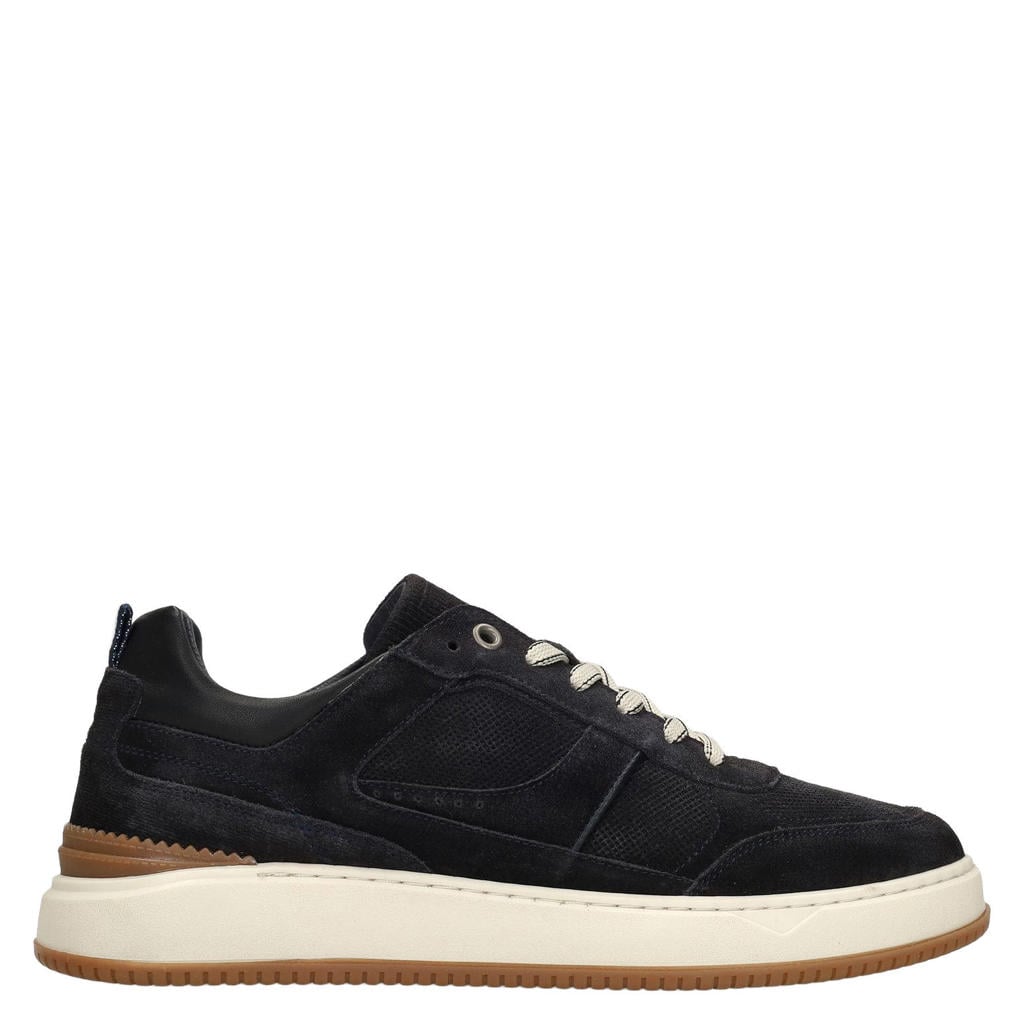 Blauwe heren No Stress suède sneakers - met veters