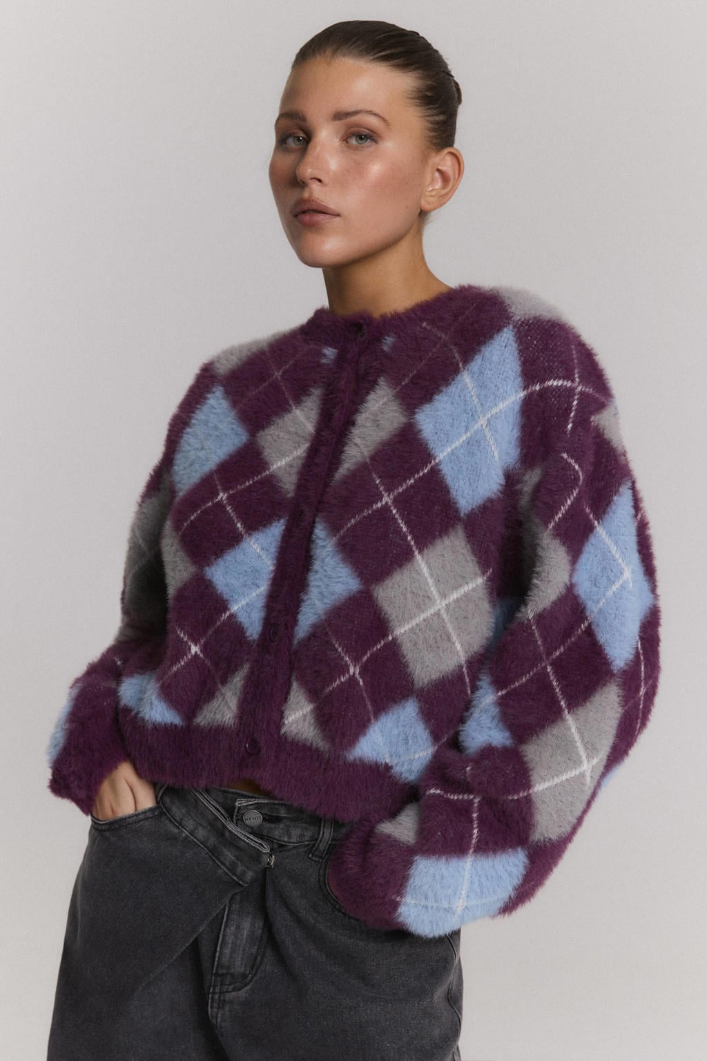 Refined Department gebreid geruit vest - paars