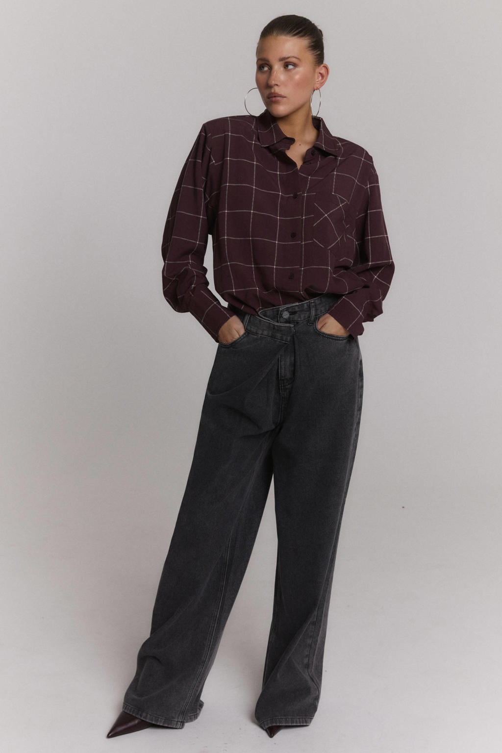 Refined Department wide leg jeans - grijs
