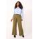 Plus Basics travelstof straight leg cropped broek - olijfgroen