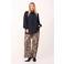 Plus Basics travelstof baggy broek met print - donkerblauw/beige