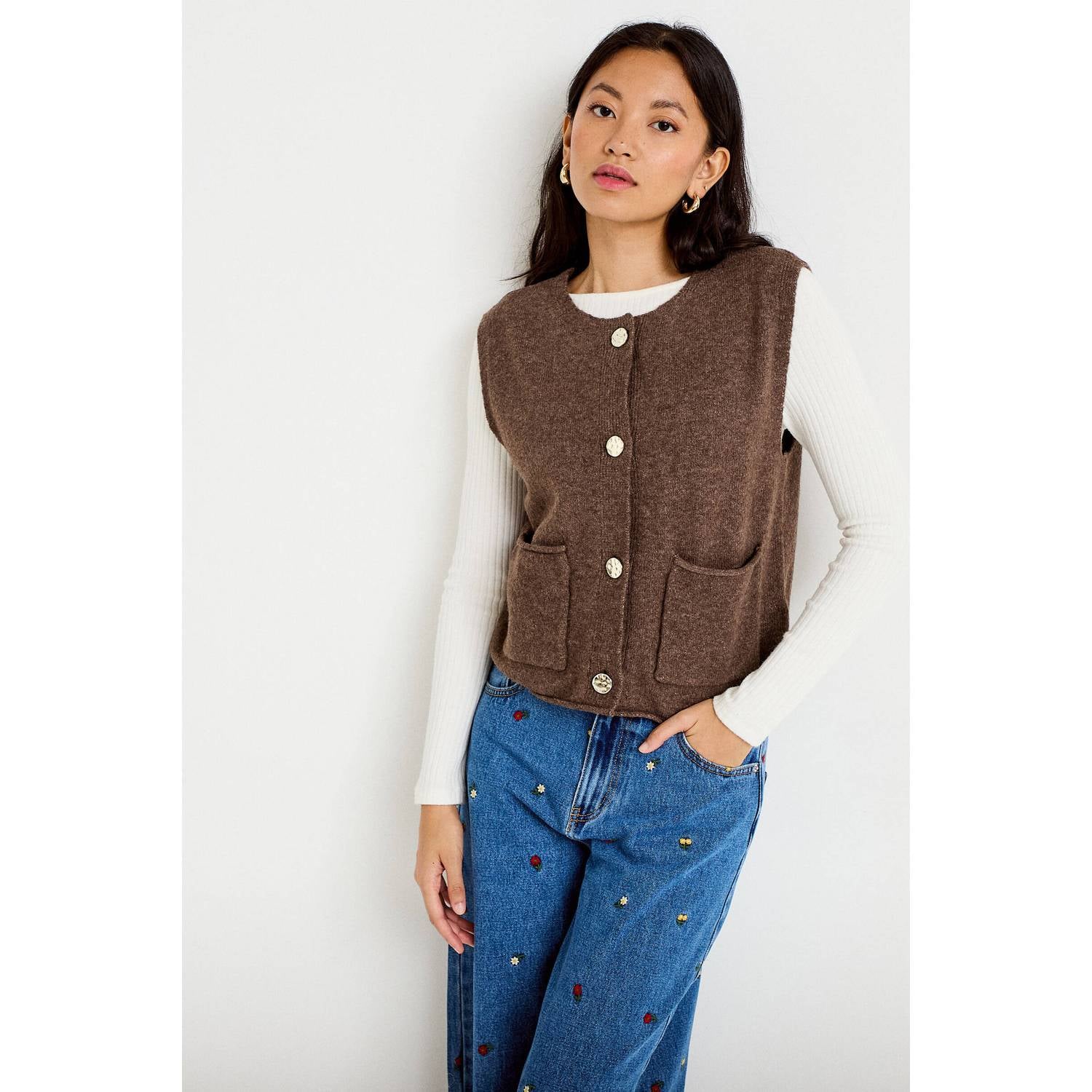 Cache gemêleerd gilet bruin