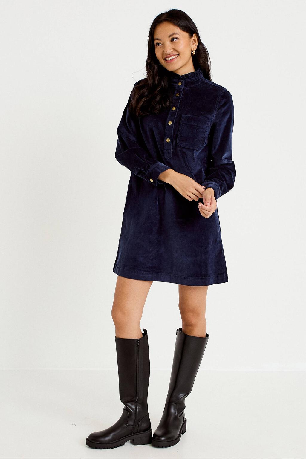 Cache Cache corduroy mini jurk met ruches - marine