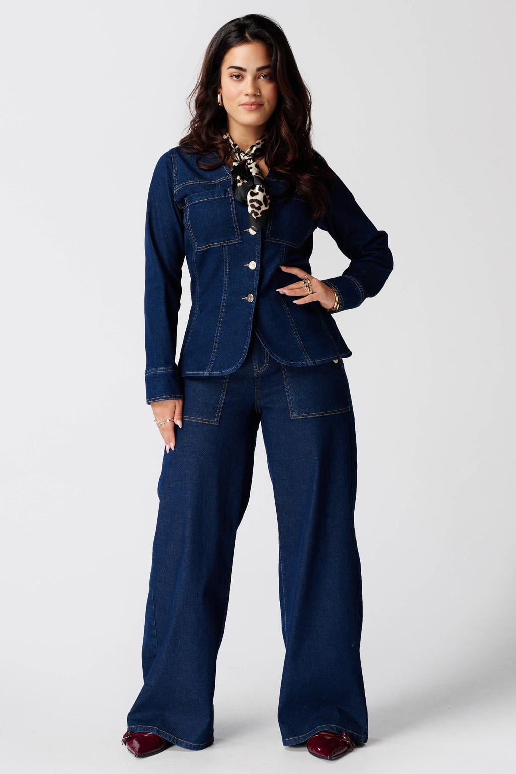 MS Mode Plus Size denim blouse - donkerblauw