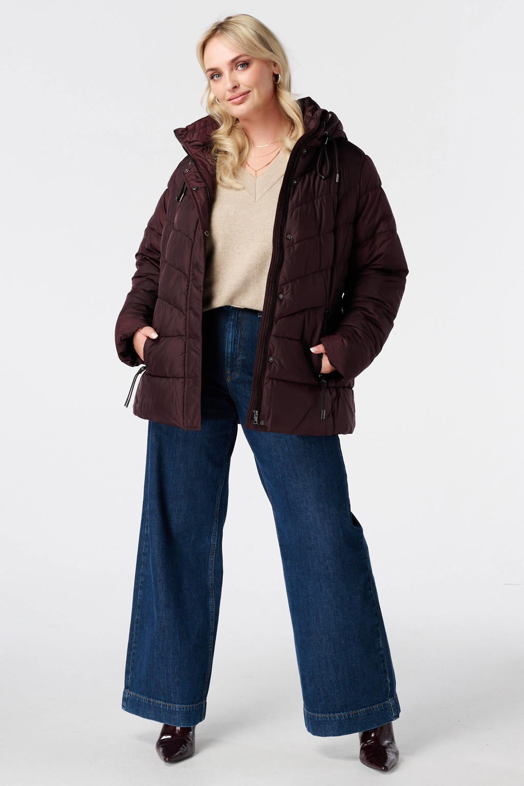 MS Mode Plus Size winterjas - donkerrood