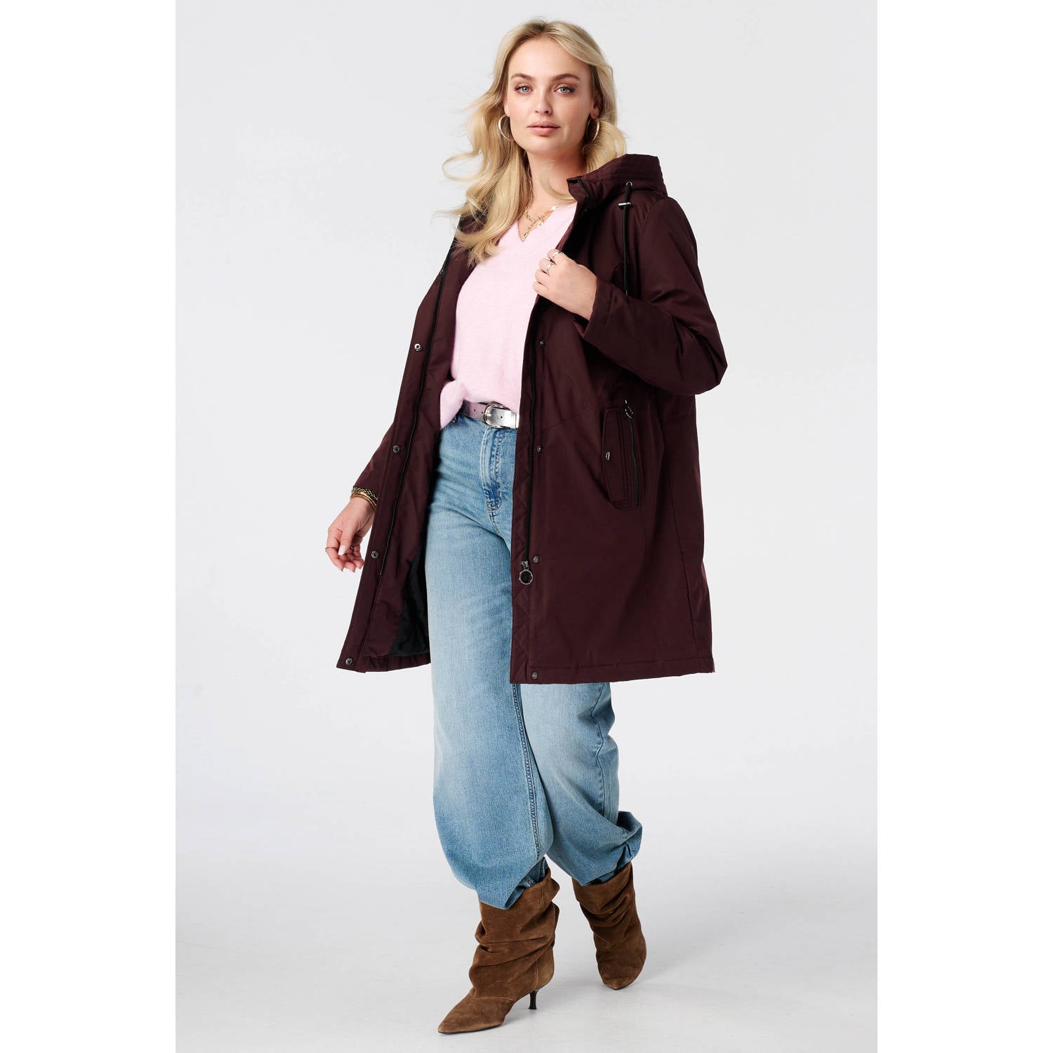 MS Mode Plus Size regenjas donkerrood