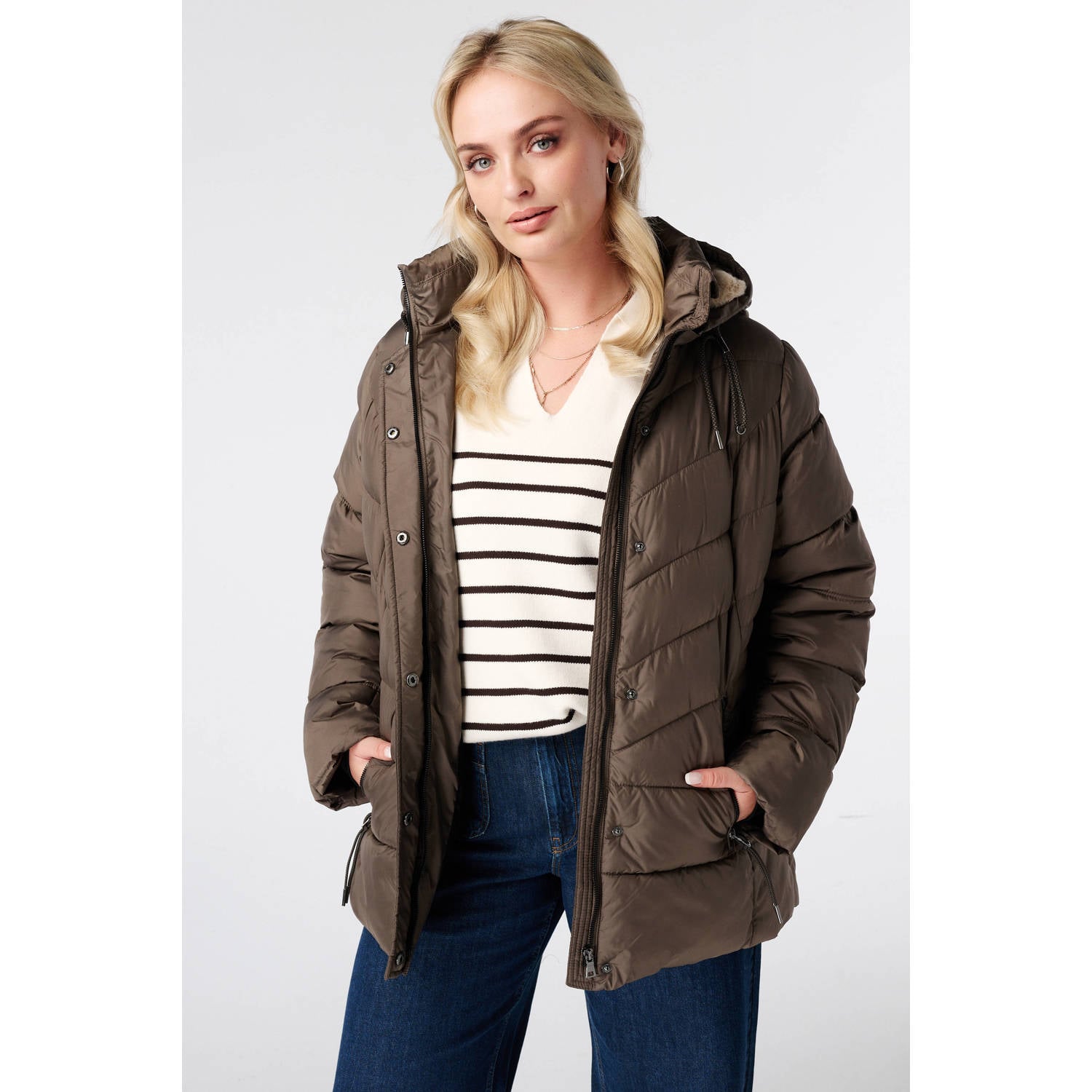 MS Mode Plus Size winterjas taupe