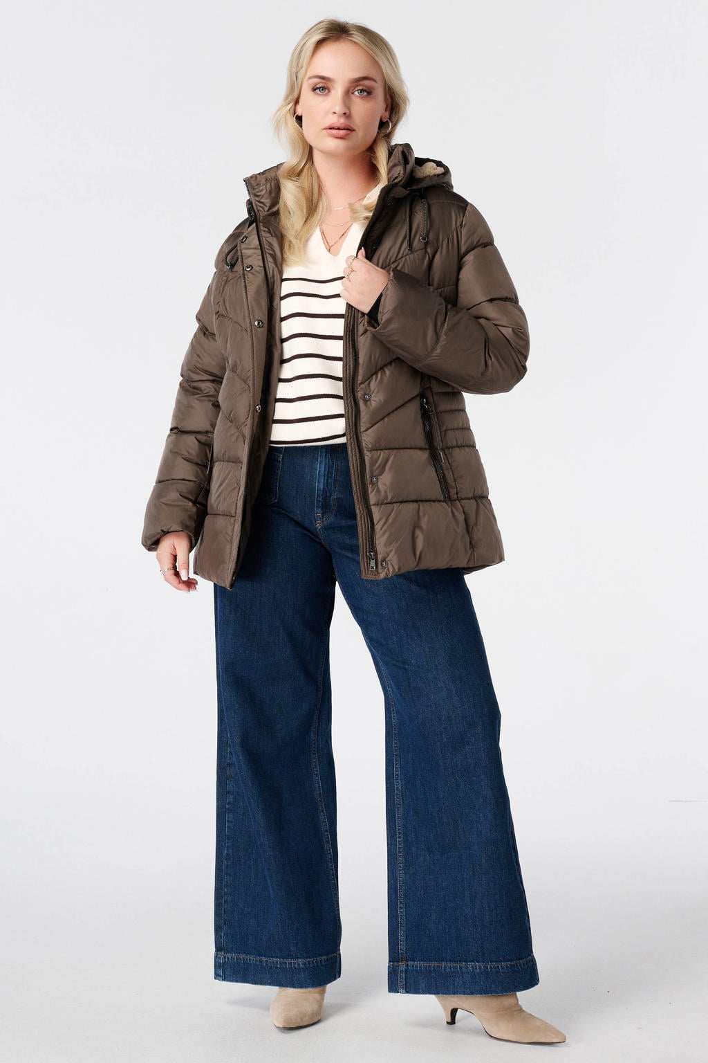 MS Mode Plus Size winterjas - taupe