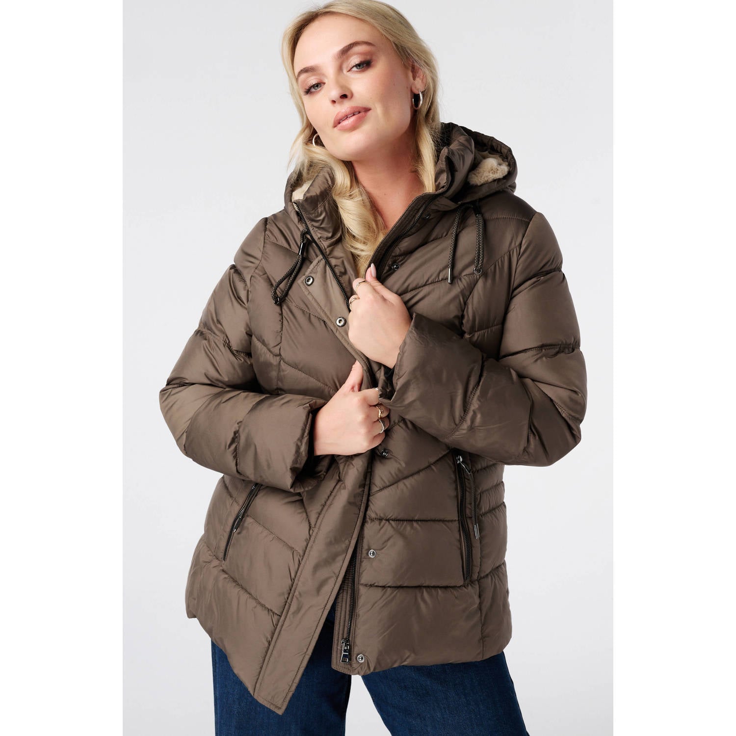 MS Mode Plus Size winterjas taupe