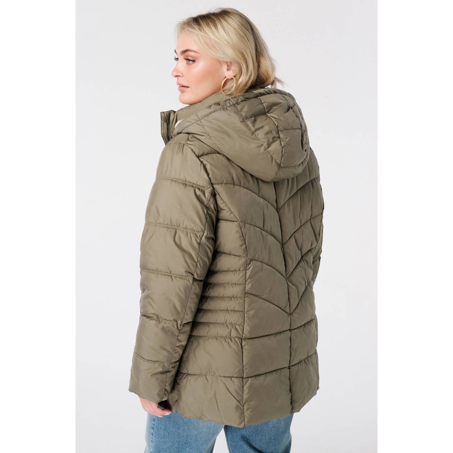 MS Mode Plus Size winterjas olijfgroen