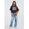 America Today T-shirt met tekst - bruin/blauw