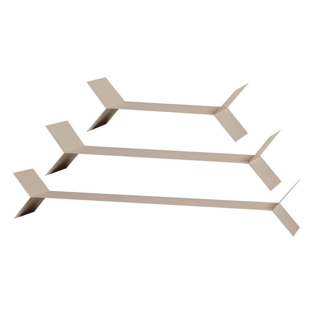 WOOOD WOOOD Lorin Wandplanken - Metaal - Zand - Set Van 3 - 13x80x13