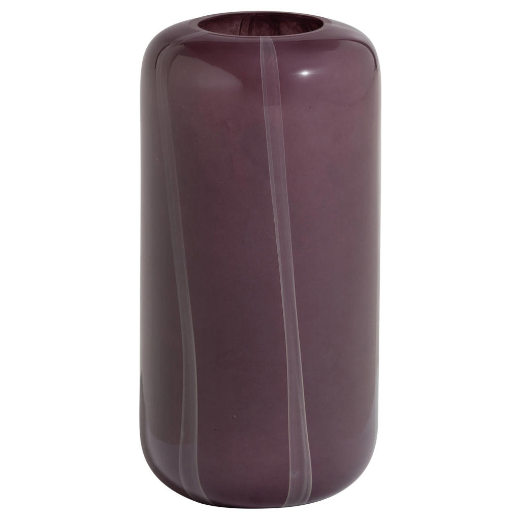 WOOOD WOOOD Arles Vaas - Glas - Bruin Met Streep Donkerbruin - 40x20x20