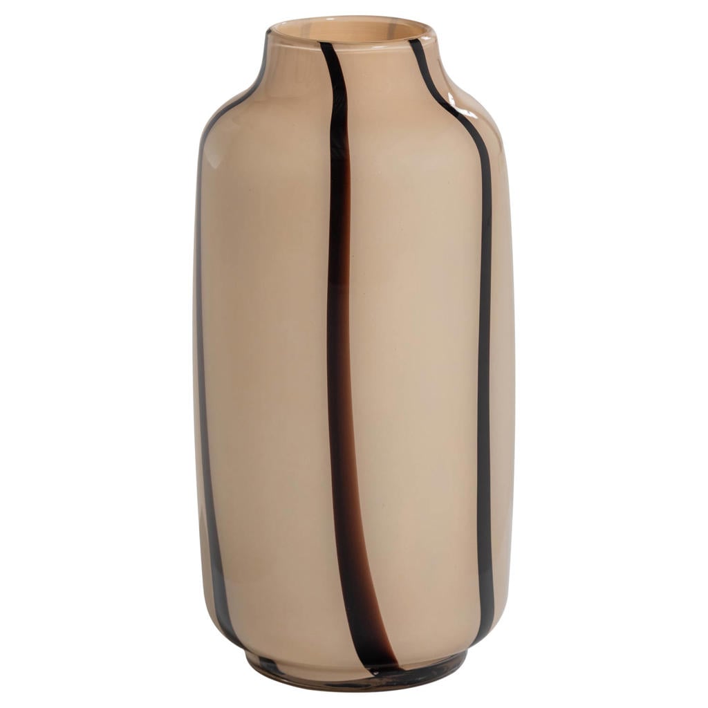 WOOOD WOOOD Selena Vaas - Glas - Naturel Met Streep Bruin - 35x18x18