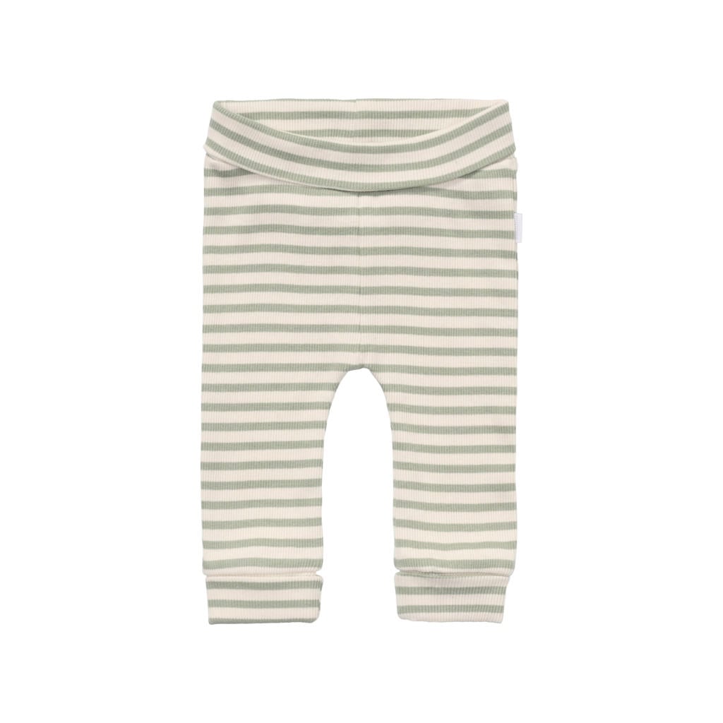 Groen en ecru Noppies baby katoenen gestreepte babybroek met elastische tailleband