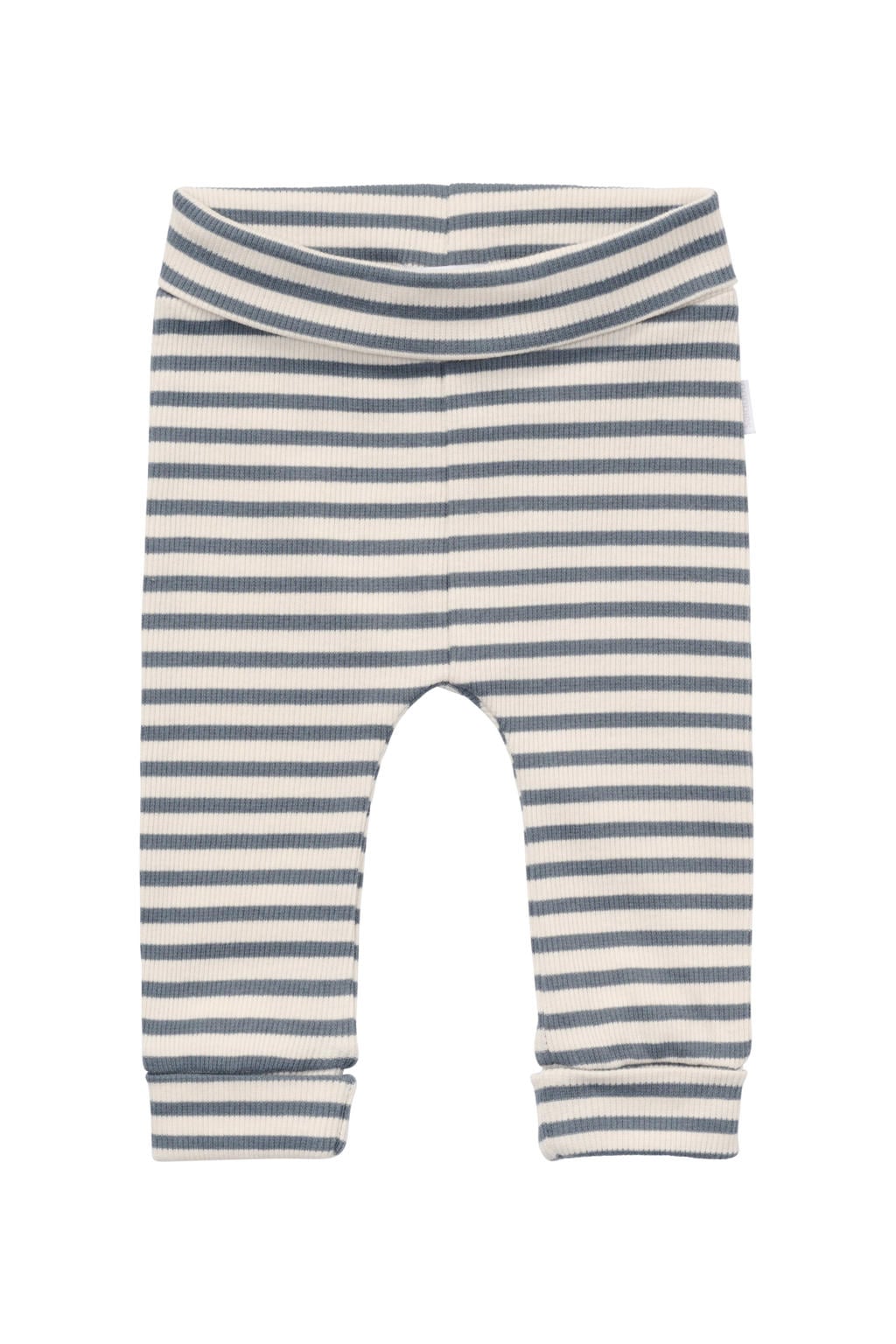 Blauw en ecru Noppies baby katoenen gestreepte babybroek met elastische tailleband