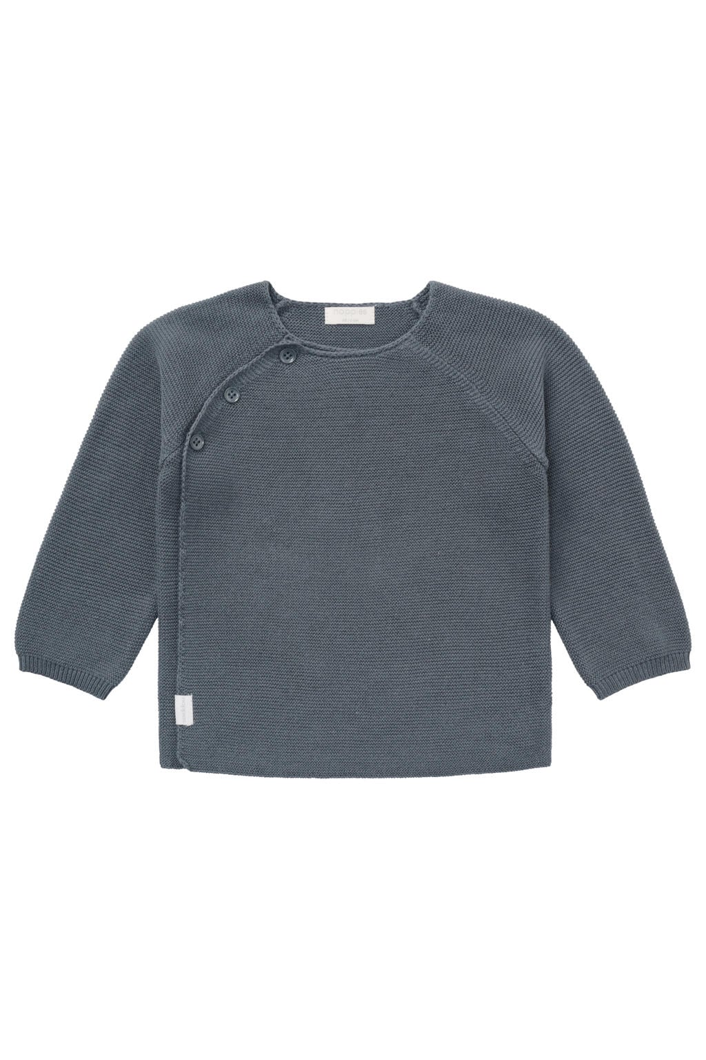 Blauwe jongens en meisjes Noppies baby katoenen gebreide vest met lange mouwen, ronde hals en knoopsluiting