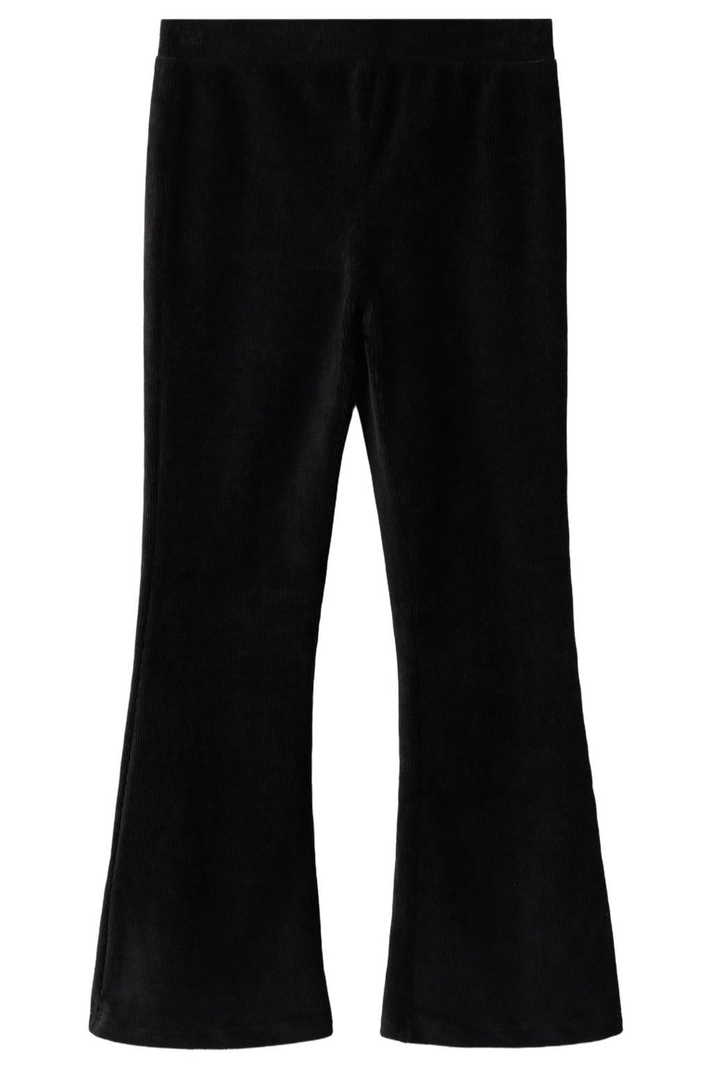 Zwarte meisjes Mango Kids corduroy flared broek met elastische tailleband en effen