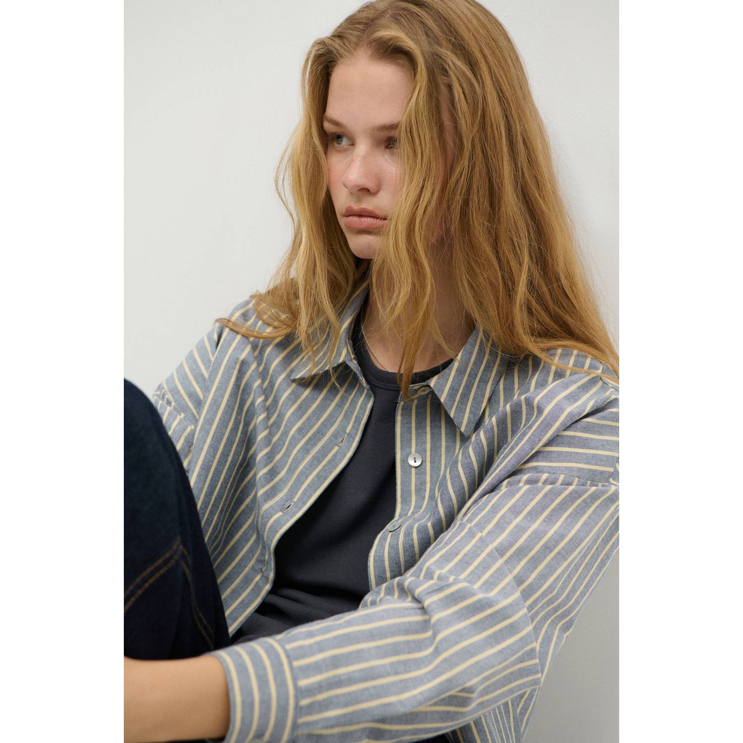 MANGO TEEN gestreepte blouse lichtblauw ecru