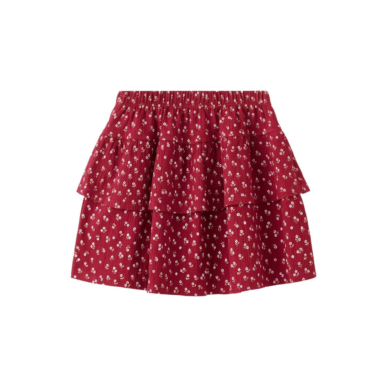 Mango Kids gebloemde korte rok rood
