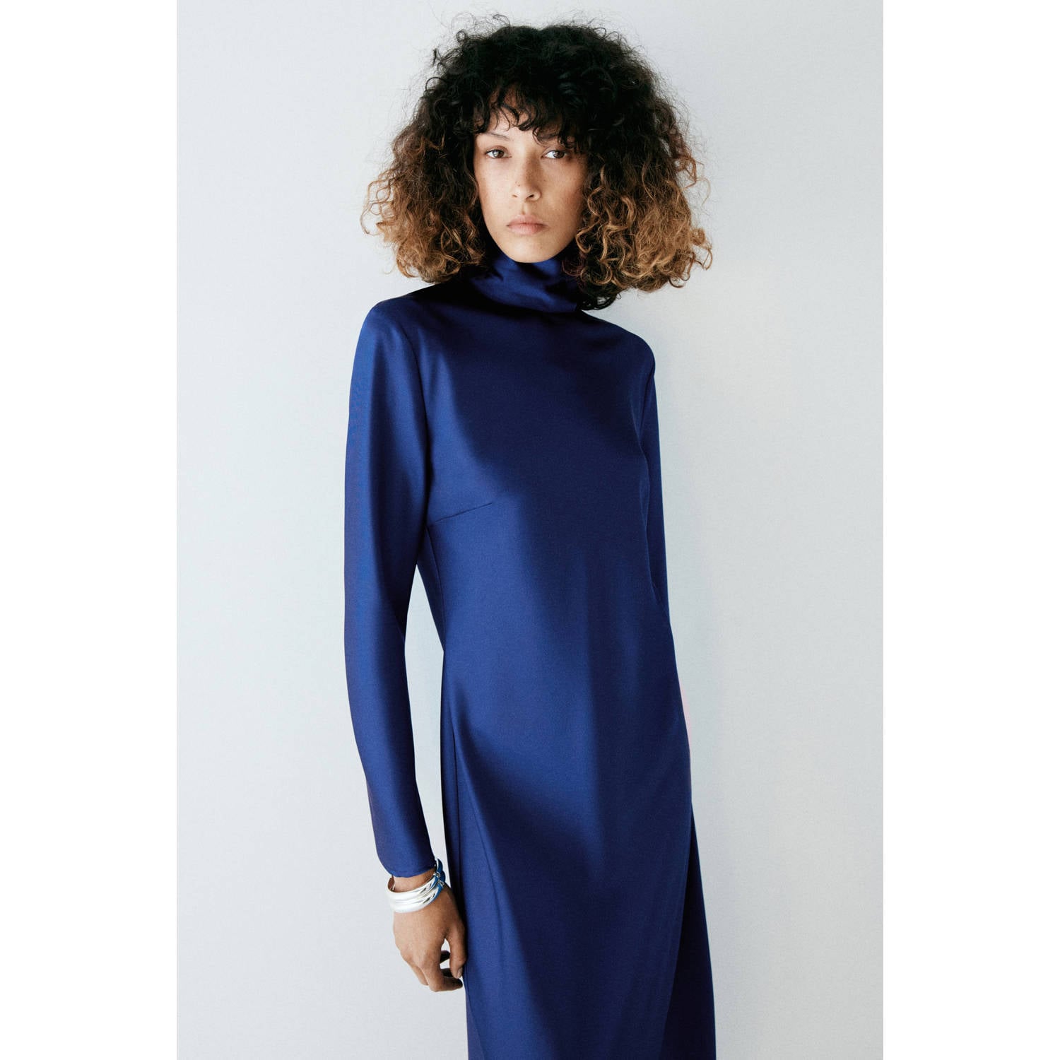 Mango midi jurk donkerblauw