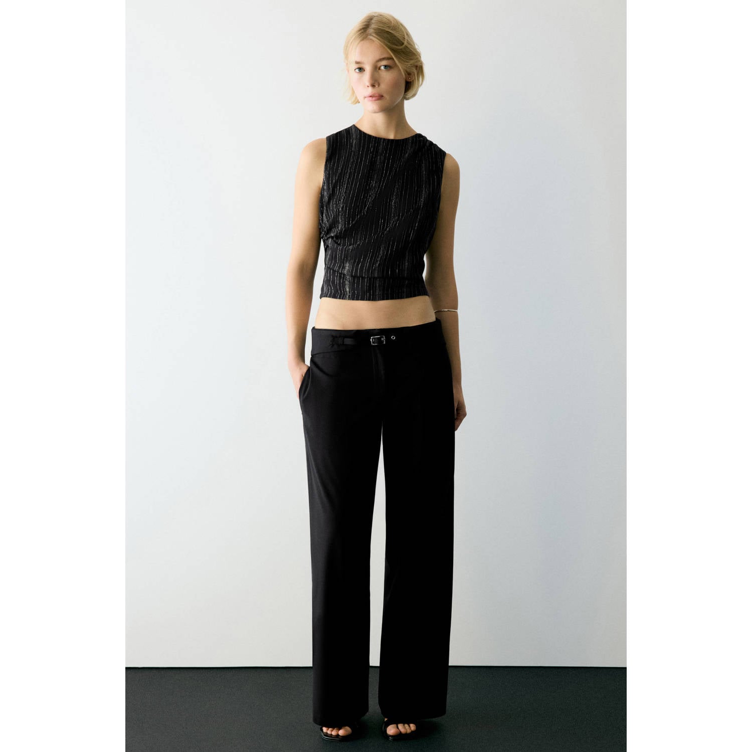 MANGO TEEN casual broek zwart