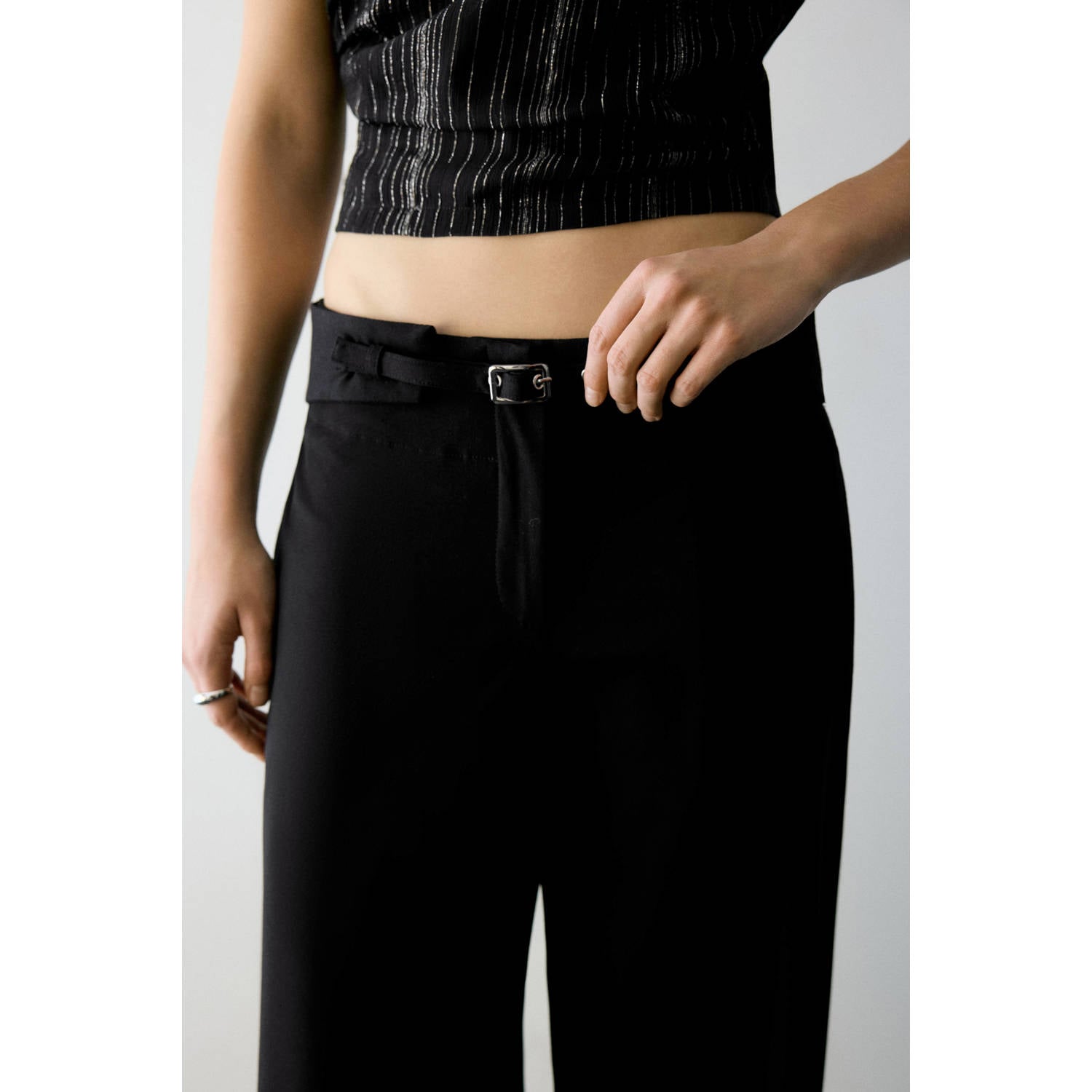 MANGO TEEN casual broek zwart