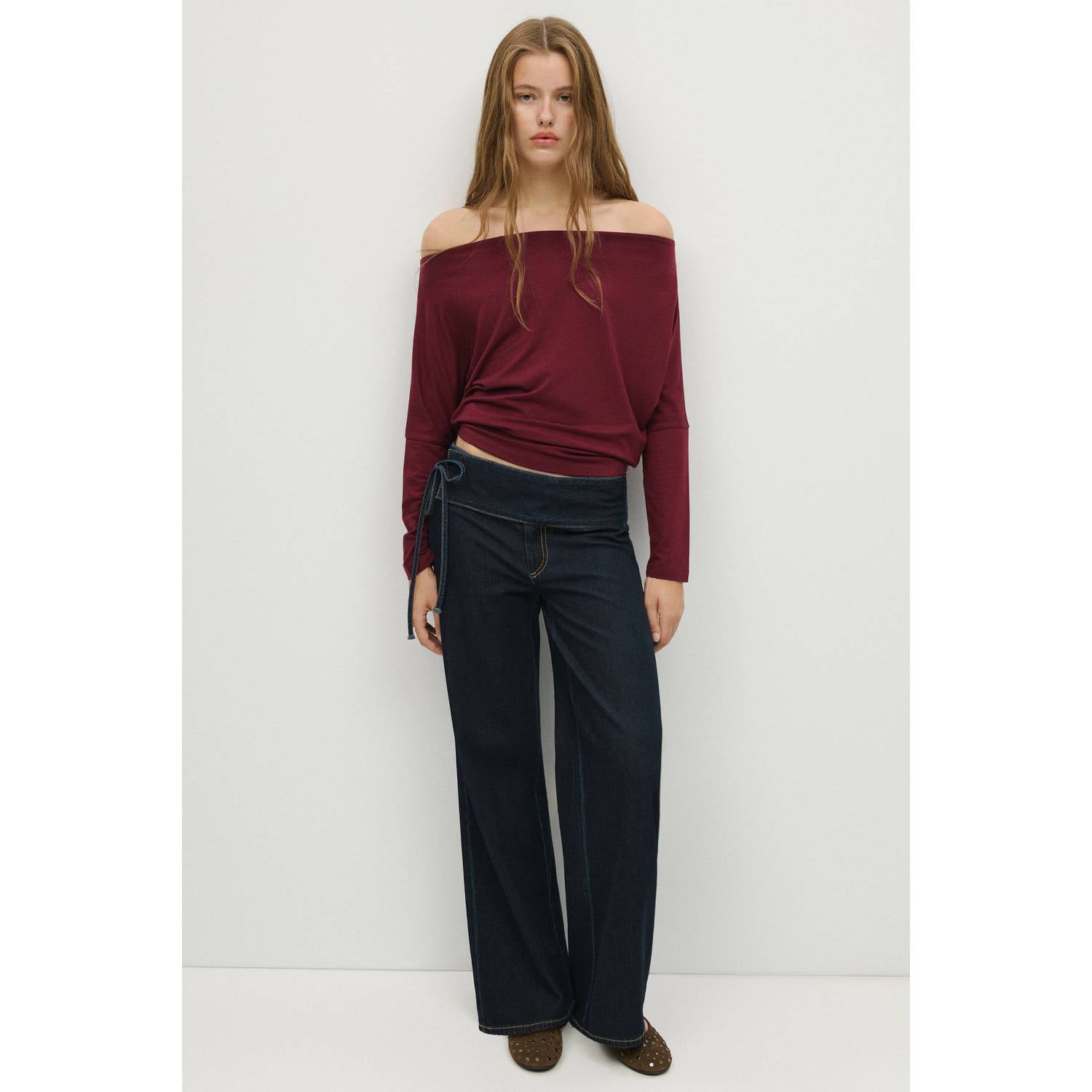 MANGO TEEN off shoulder top donkerrood