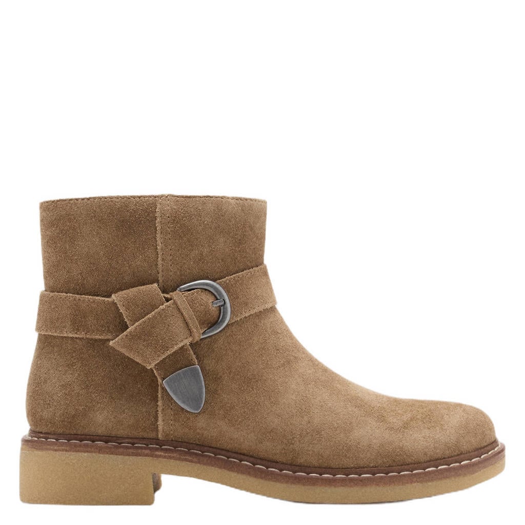 Lichtbruine meisjes Mango Kids suède enkelboots - met ritssluiting