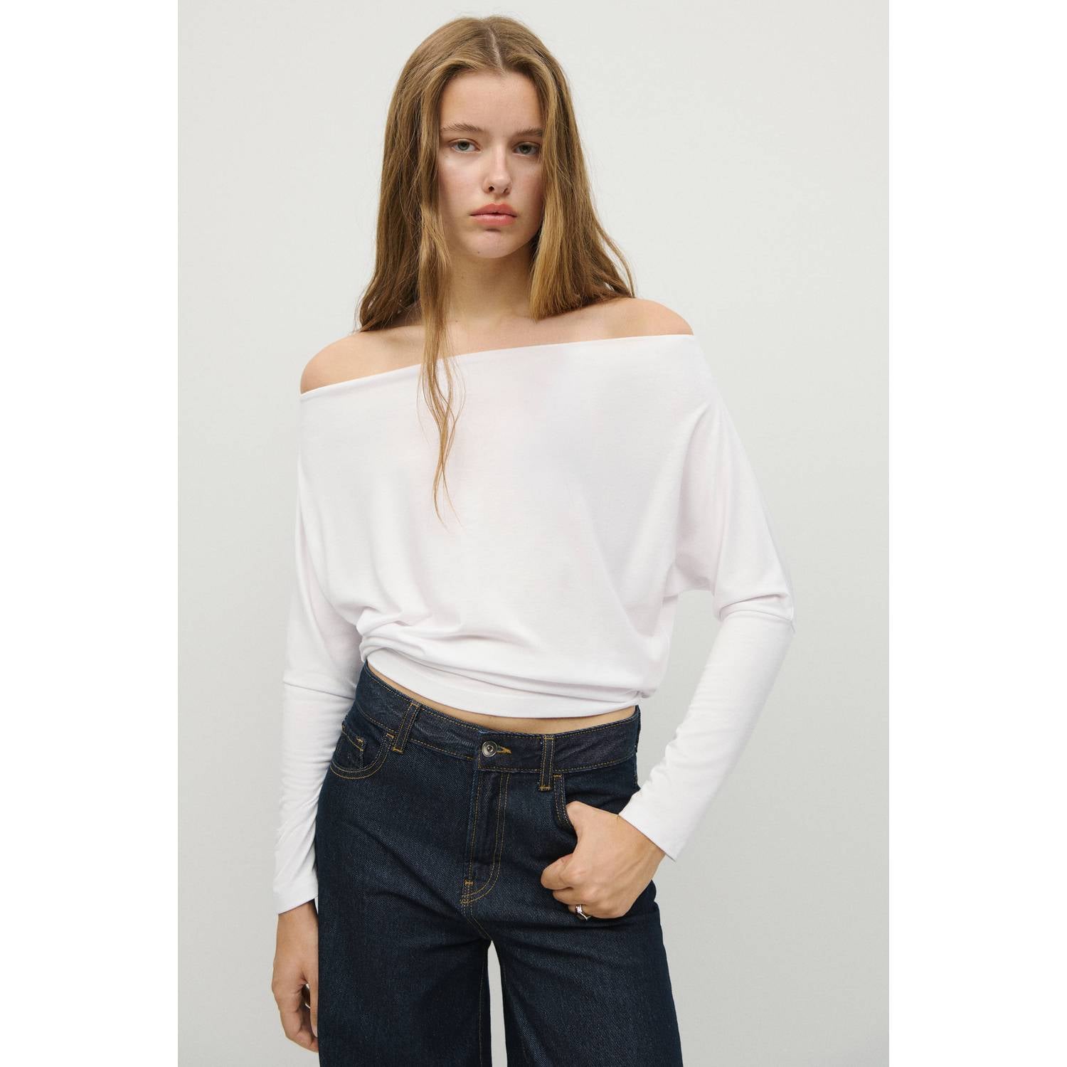 MANGO TEEN gebreide top wit