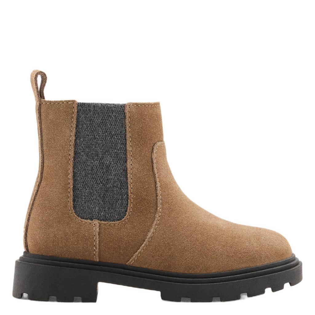 Mango Kids leren enkelboots met profielzool - bruin
