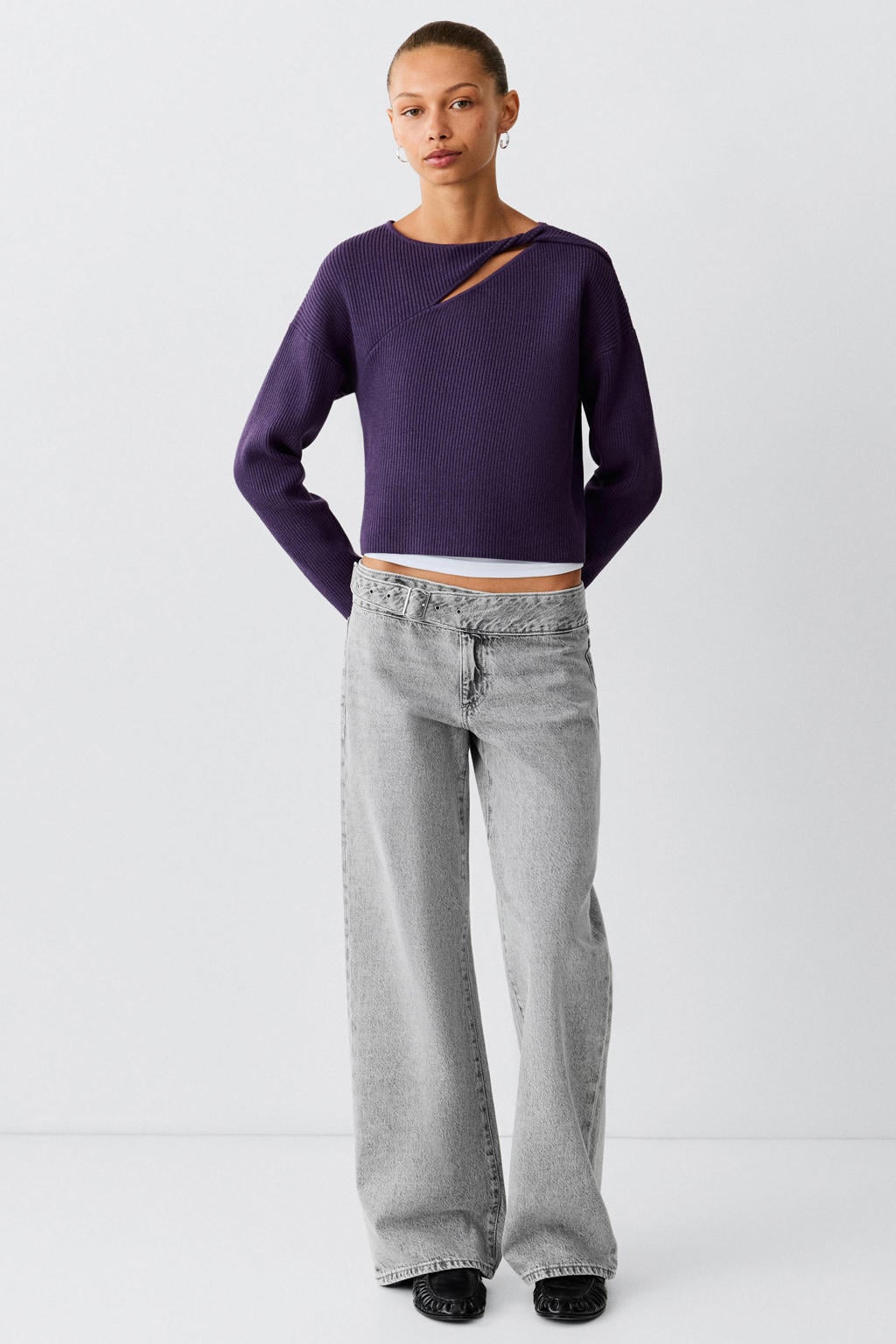 MANGO TEEN wide leg jeans - changeant grijs