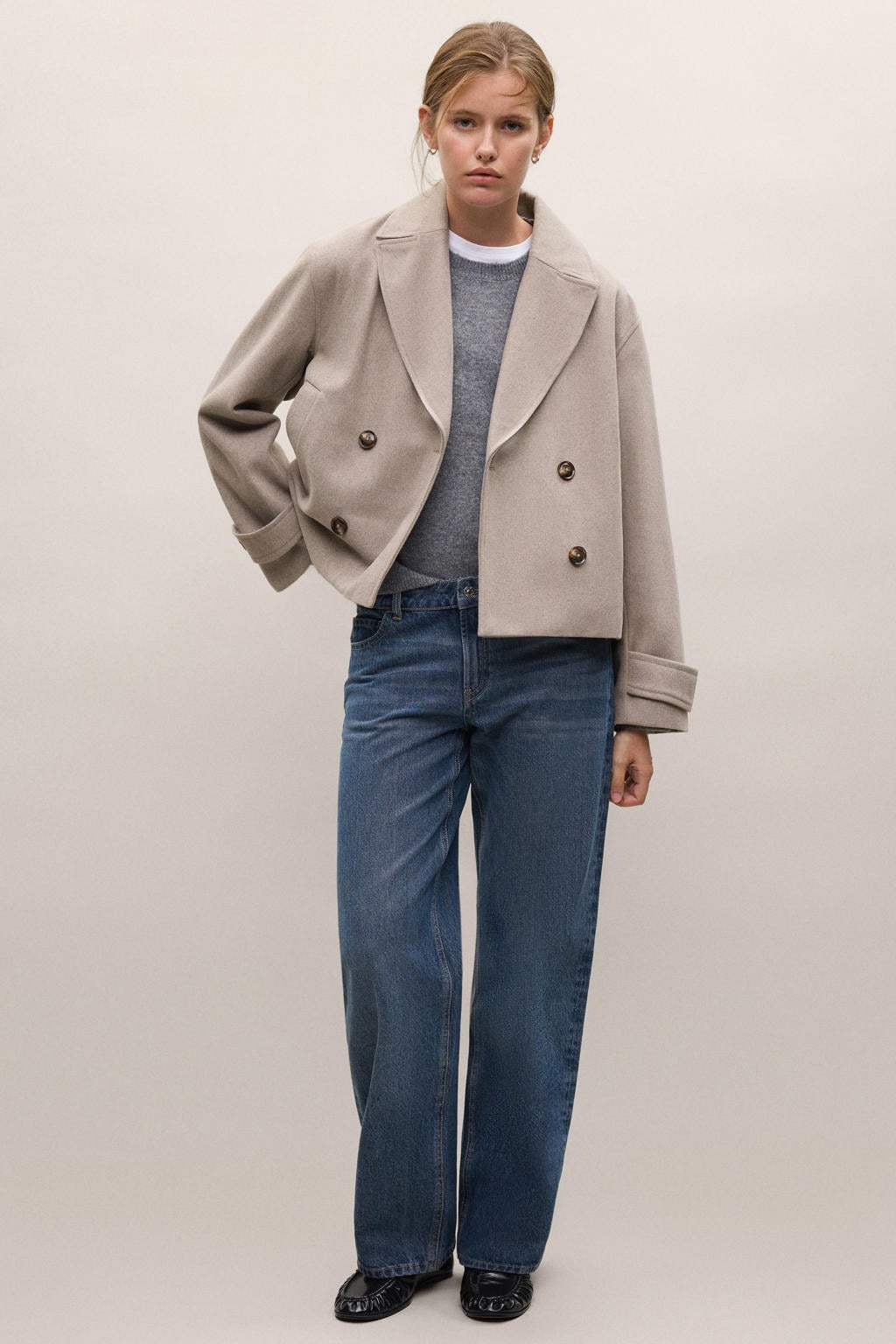Lichtbruine meisjes MANGO TEEN trenchcoat van polyester met effen, lange mouwen, reverskraag en double breasted sluiting