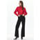Mango straight leg pantalon - zwart