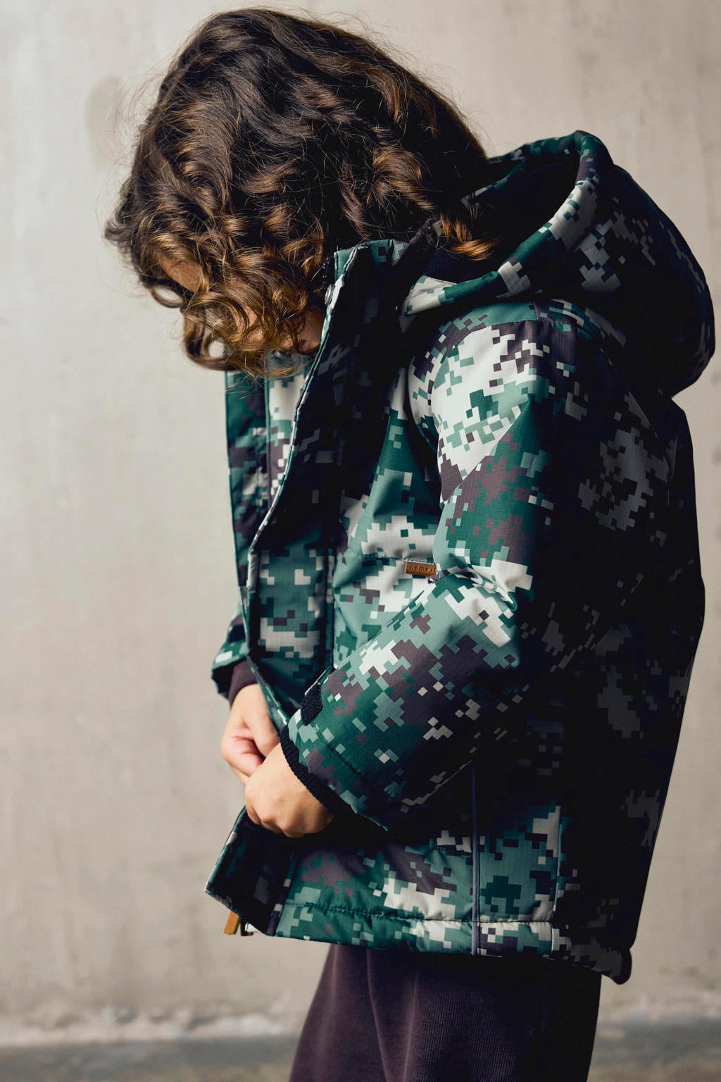 NAME IT MINI winterparka met print - groen/bruin/beige