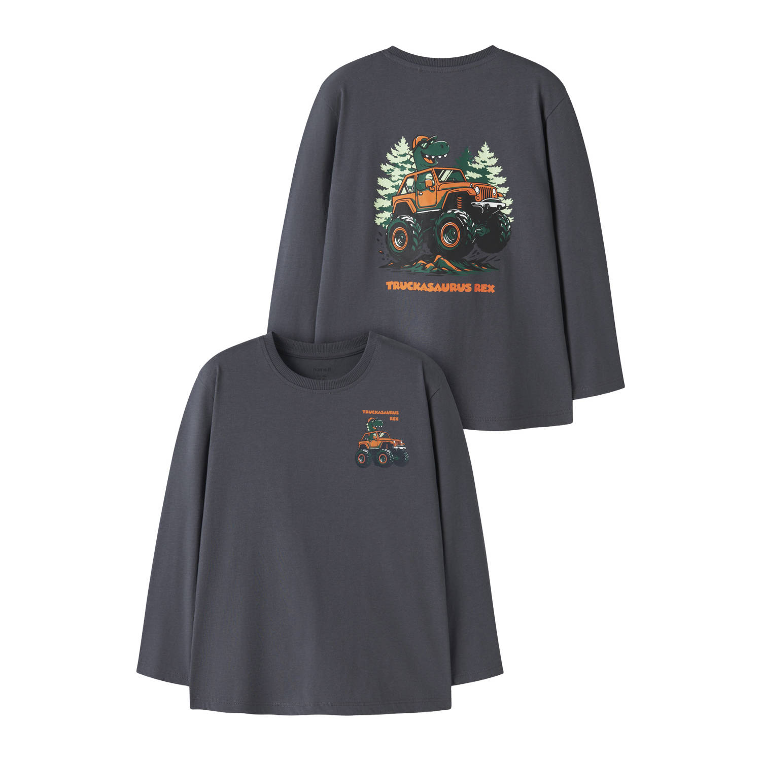 NAME IT MINI longsleeve met backprint donkerblauw