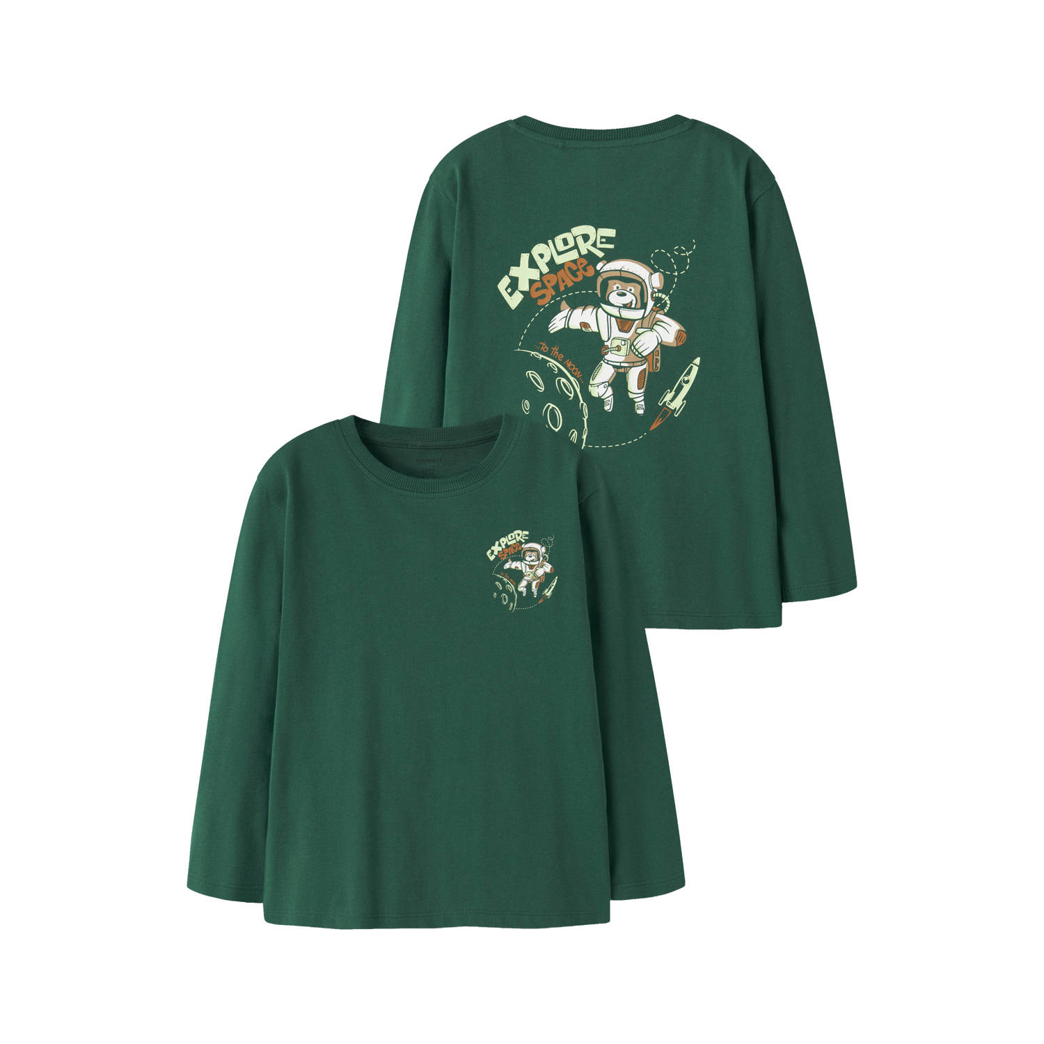 NAME IT MINI longsleeve met print en backprint groen