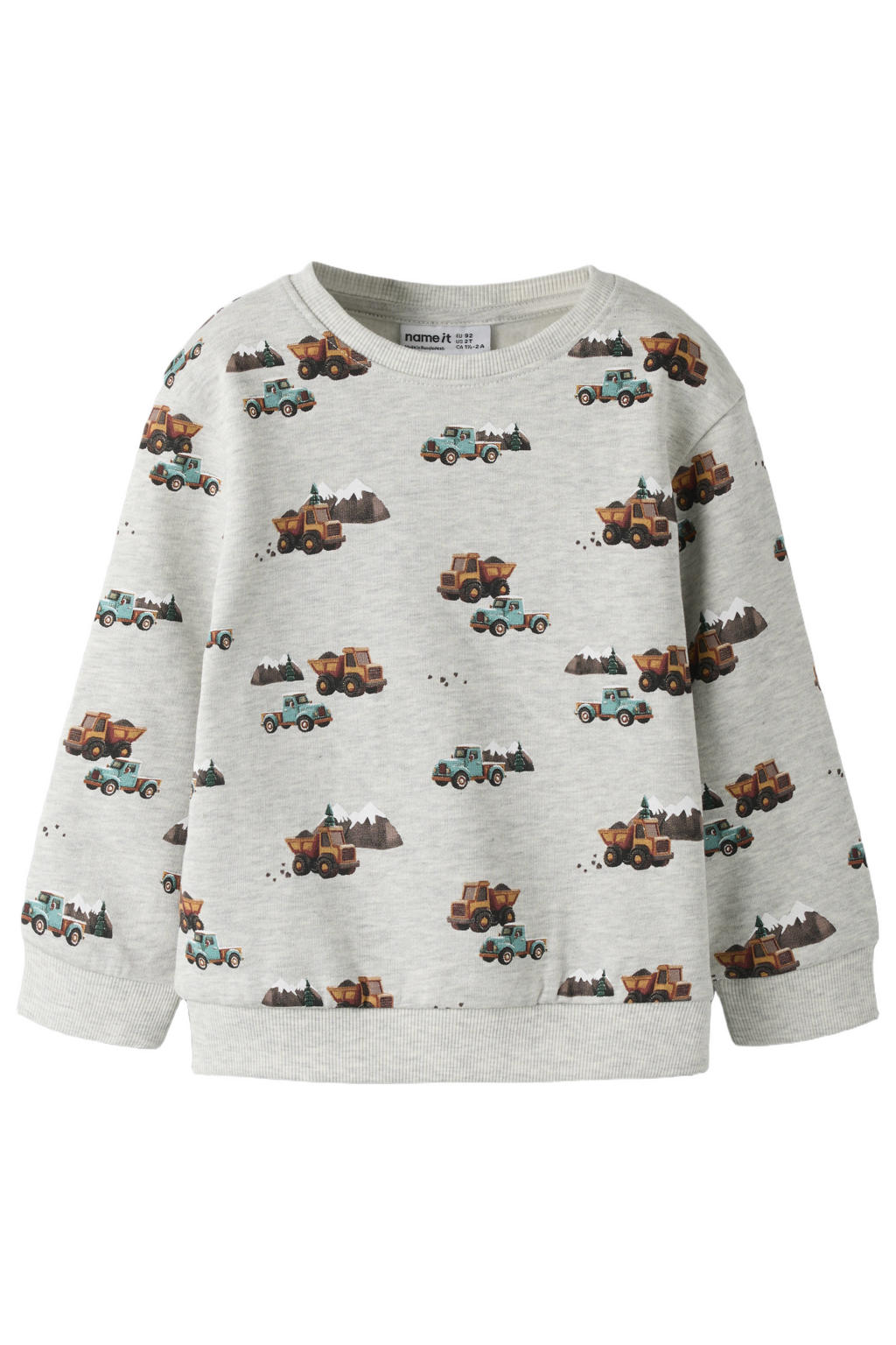 NAME IT MINI sweater met print - lichtgrijs