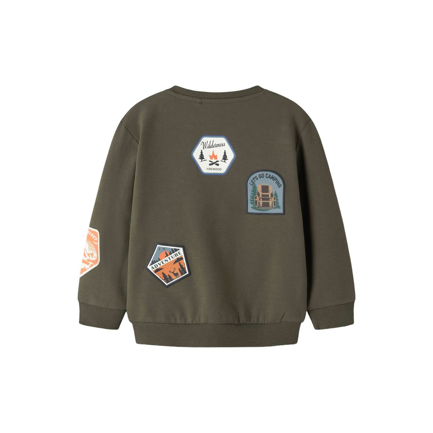 NAME IT MINI sweater met patches donkergroen