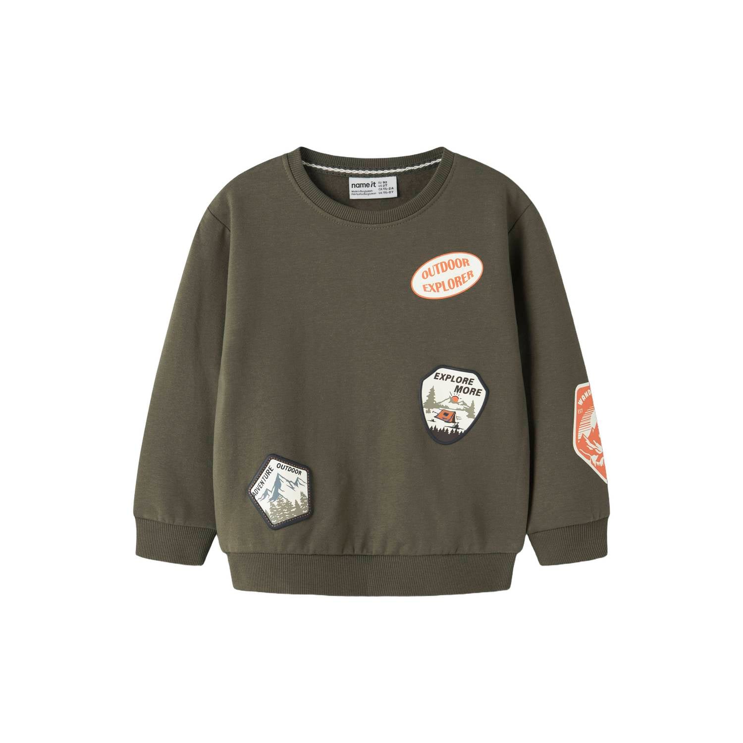 NAME IT MINI sweater met patches donkergroen