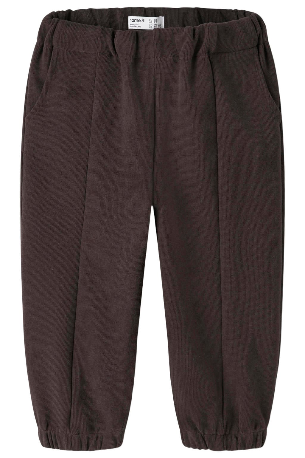 Donkerblauwe jongens NAME IT MINI barrel joggingbroek van sweat materiaal met elastische tailleband en effen
