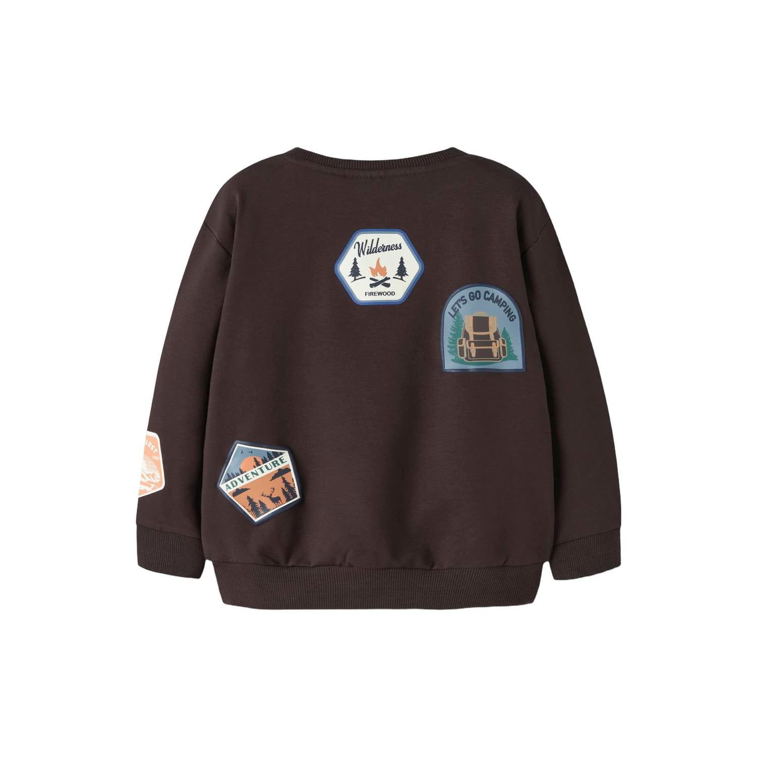 NAME IT MINI sweater met patches donkerbruin