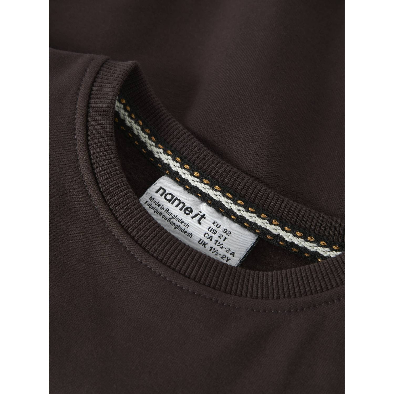 NAME IT MINI sweater met patches donkerbruin