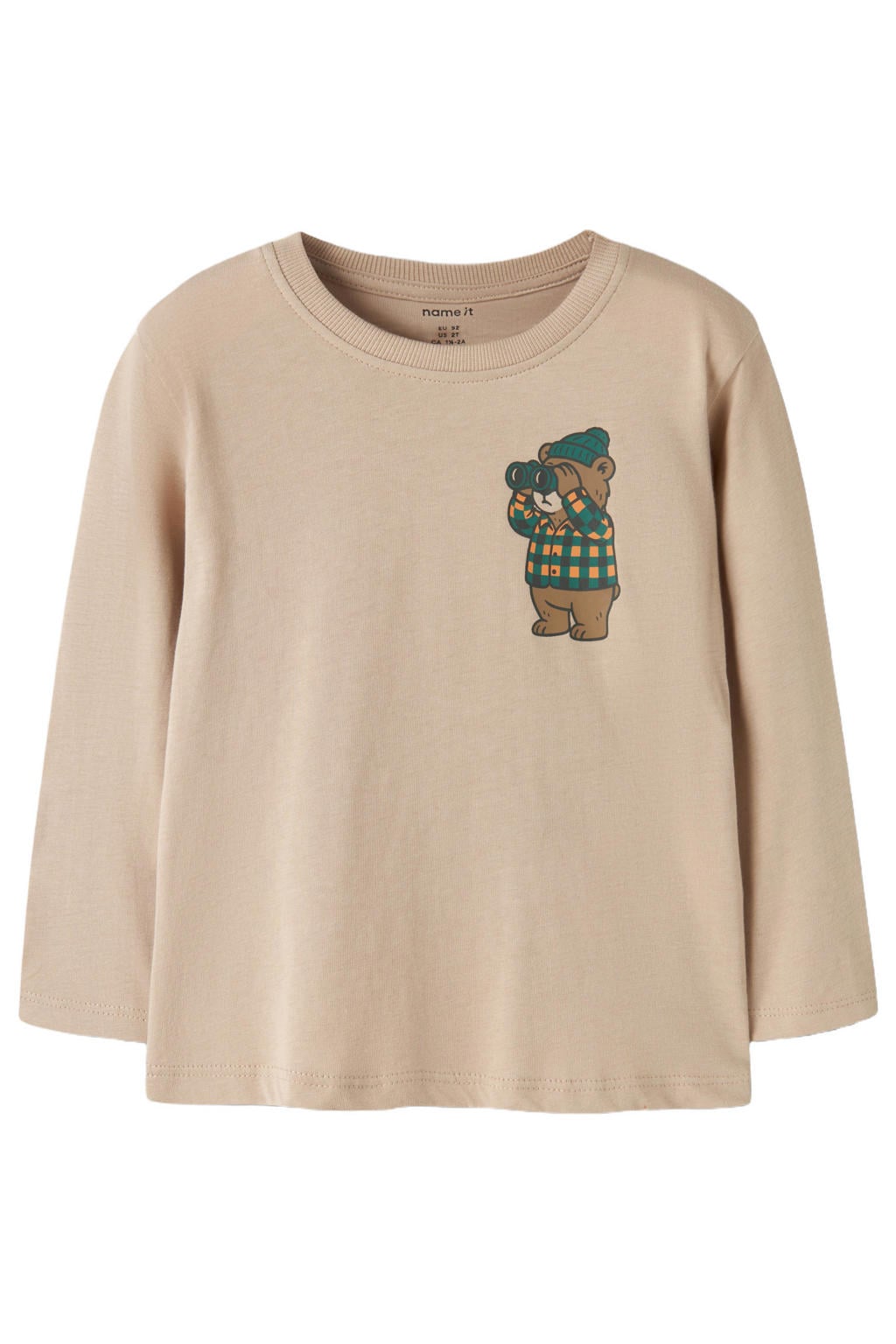 NAME IT MINI longsleeve met backprint - lichtbruin