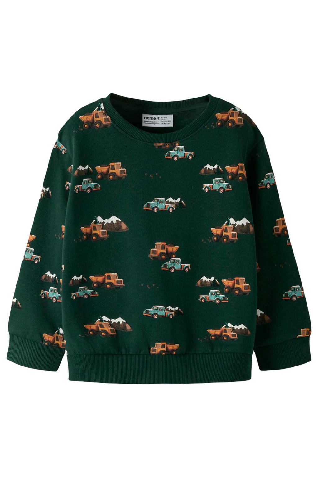 NAME IT MINI sweater met print - donkergroen