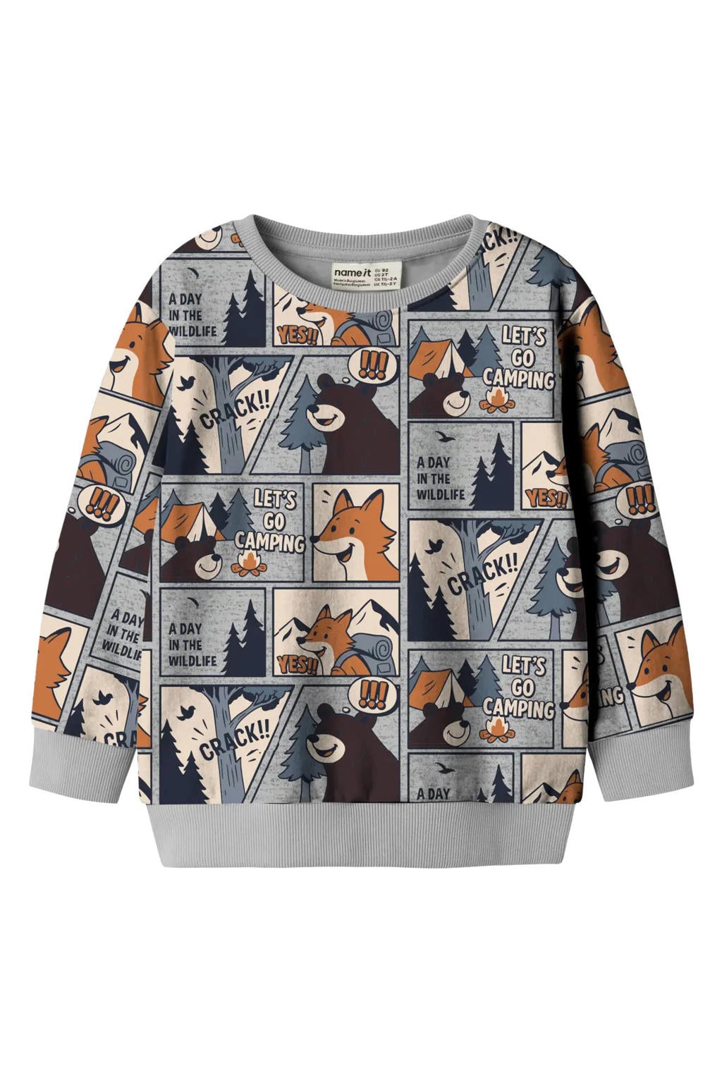 NAME IT MINI sweater met print - grijs