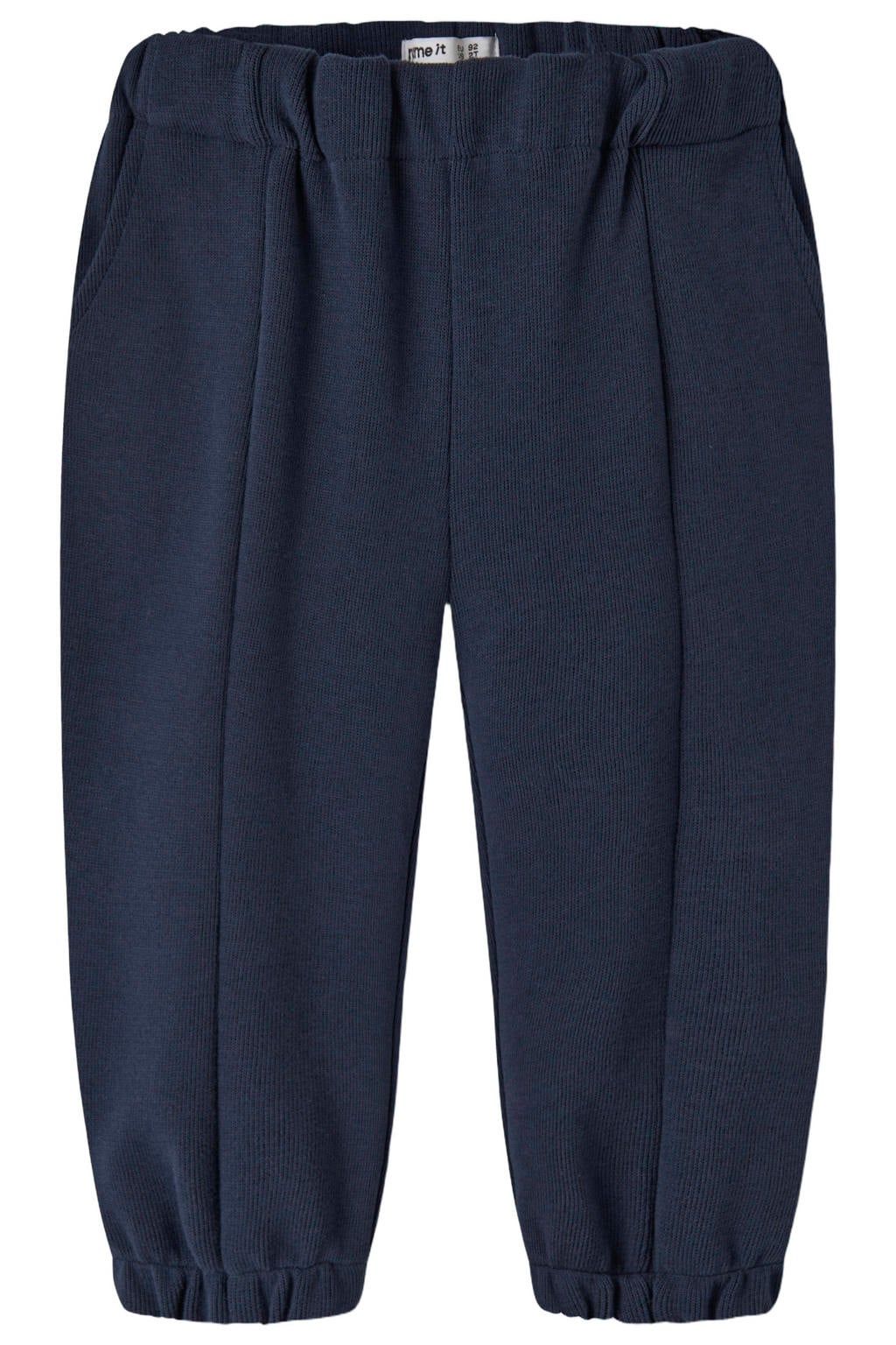 Donkerblauwe jongens NAME IT MINI barrel joggingbroek van sweat materiaal met elastische tailleband en effen
