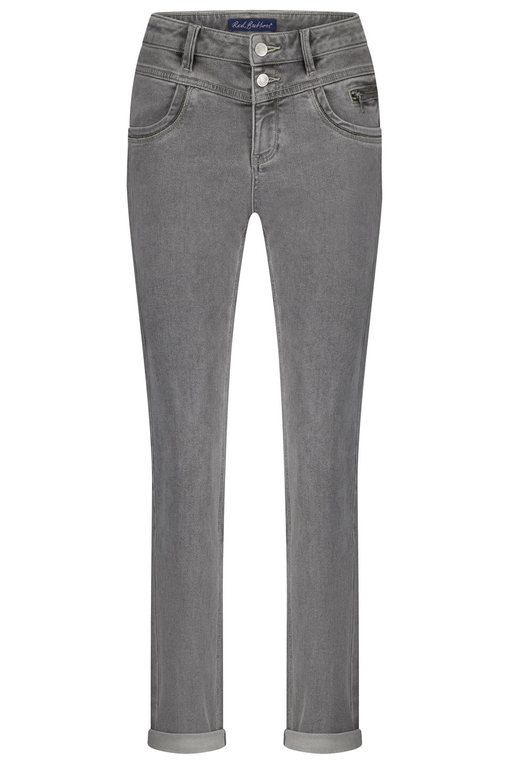 Grey denim dames Red Button tapered jeans van denim met regular waist, rits- en knoopsluiting en effen