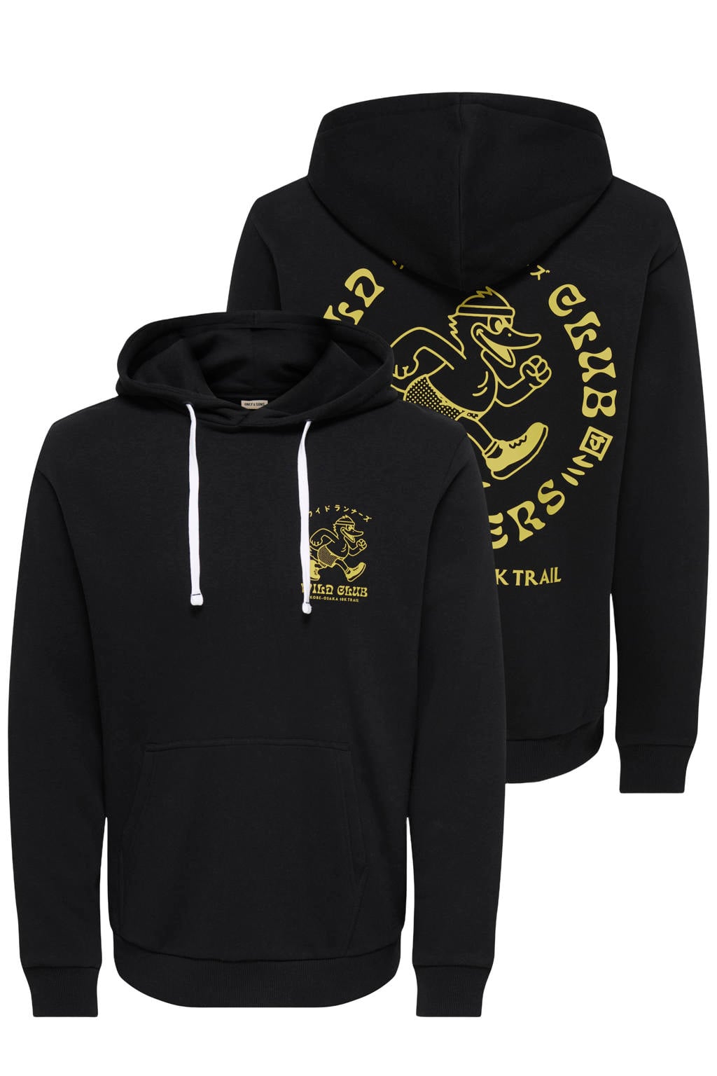 ONLY & SONS regular fit hoodie met backprint - zwart