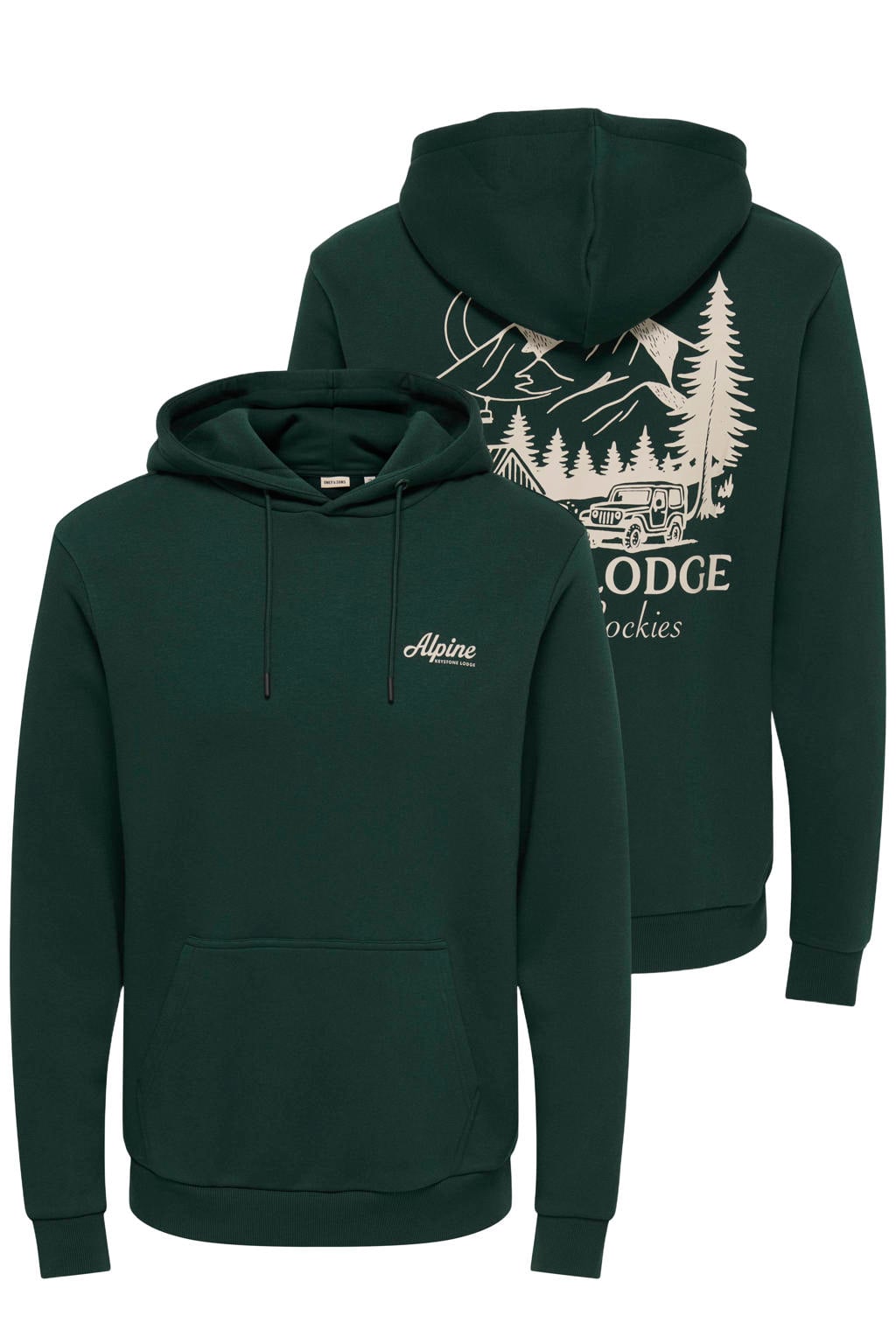 ONLY & SONS regular fit hoodie met backprint - pine grove